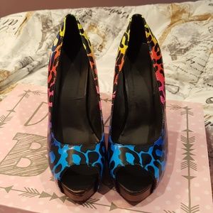 Torrid rainbow cheetah print heels